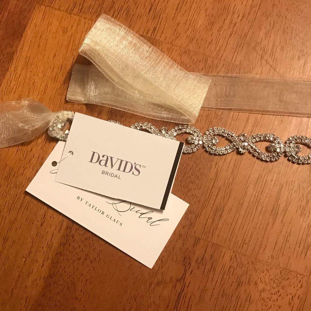 David's Bridal Silver Crystal Belt